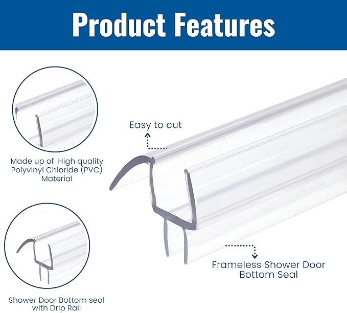 KC Hardware Frameless Shower Door Bottom Seal Strip - Image 3