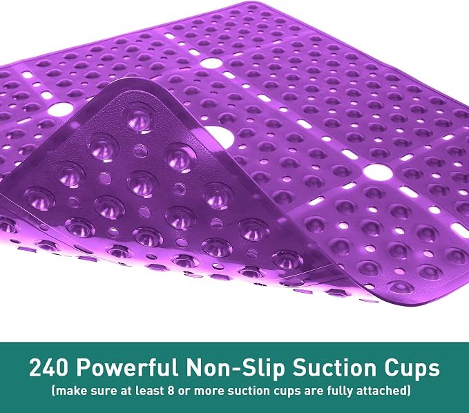 Large Clear Purple Square Shower Mat Non Slip 27 x 27 Inch, Soft Bath Mat Tub - Image 4