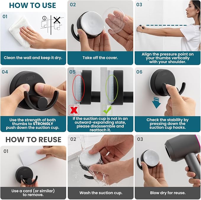 TAILI Stylish 304 Stainless Steel Bathroom Suction Hooks - Image 9