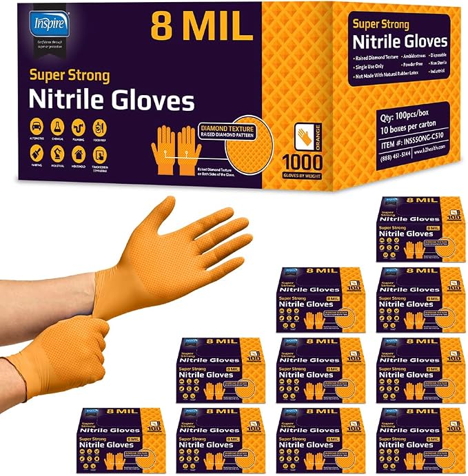 Inspire HEAVY DUTY ORIGINAL Stretch Nitrile Black Gloves Disposable Latex Free by Inspire