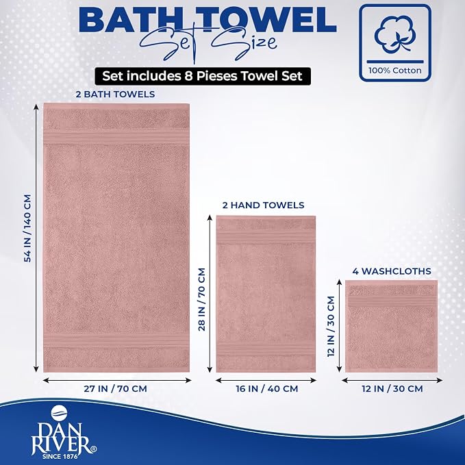 DAN RIVER 8 PC Luxury Bath Towels - Image 2