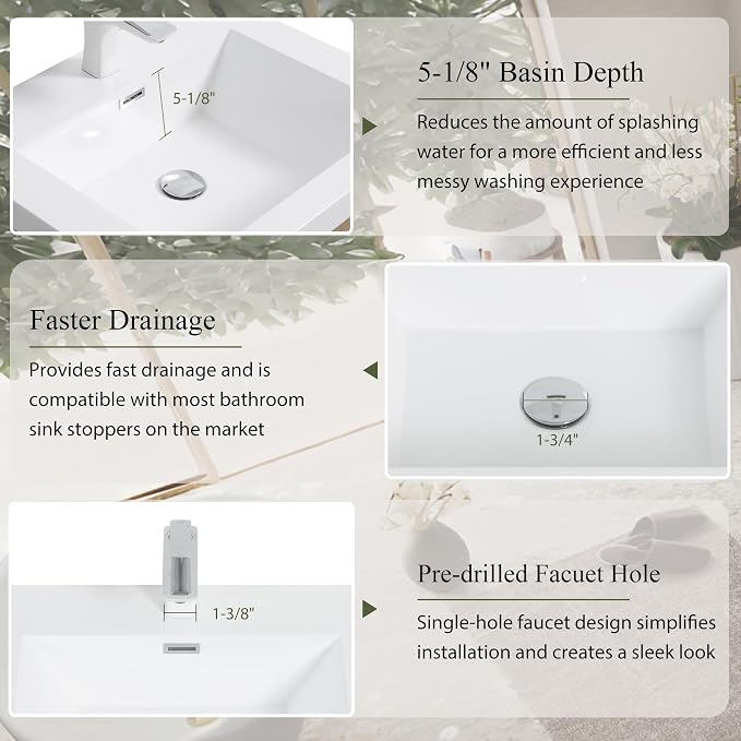 Modern 36" Wall-Mounted Bathroom Vanity - Image 6
