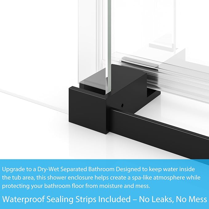 60" W x 59" H Glass Shower Door, 6mm Tempered Glass Panels, Stainless Steel - Image 5
