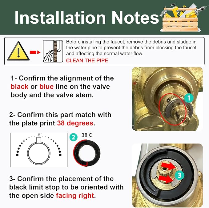 HOMEDEC Solid Brass 4 Ways Shower Diverter Valve, Thermostatic 3 Handles - Image 7