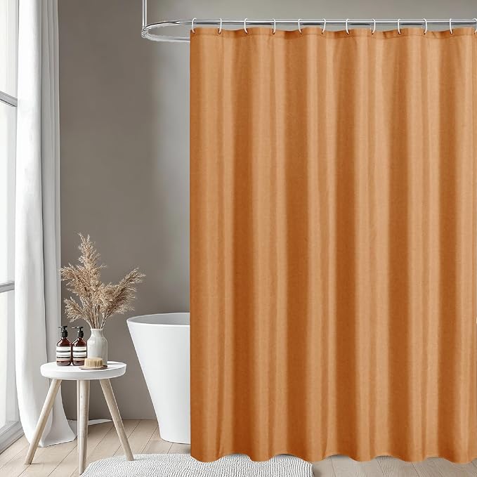 2-in-1 Waterproof Fabric Shower Curtain or Liner, Linen Textured, Breathable - Image 2