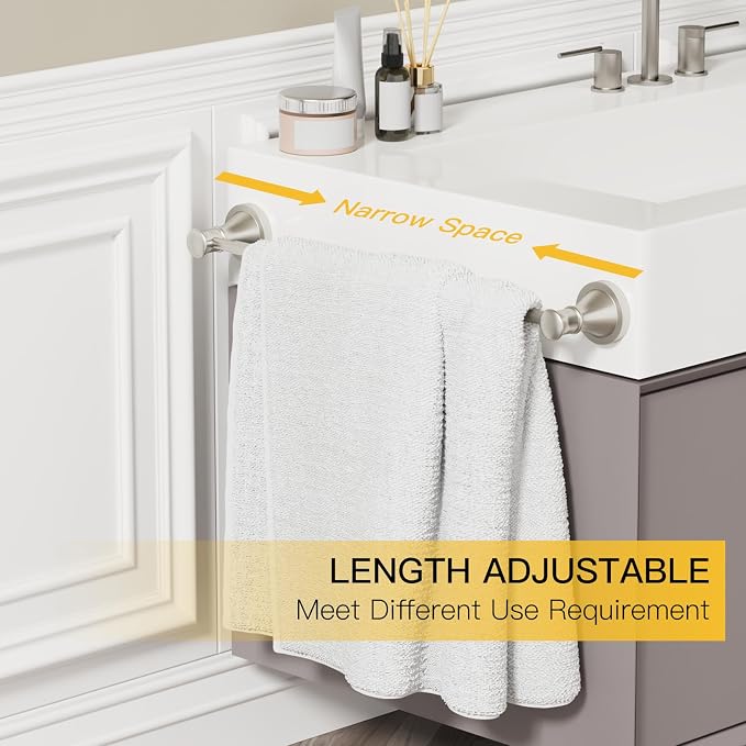 BESy Adjustable 16 to 26 Inch Bath Towel Bar Rack - Image 2