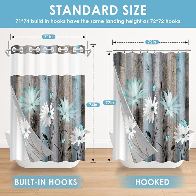 No Hook Rustic Farmhouse Shower Curtain - Image 7