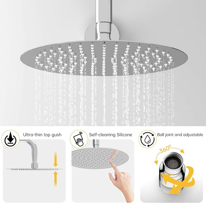 BESy Shower System with 10 Inch Round Rain Shower Head and Handheld Wall Mounted - Image 5
