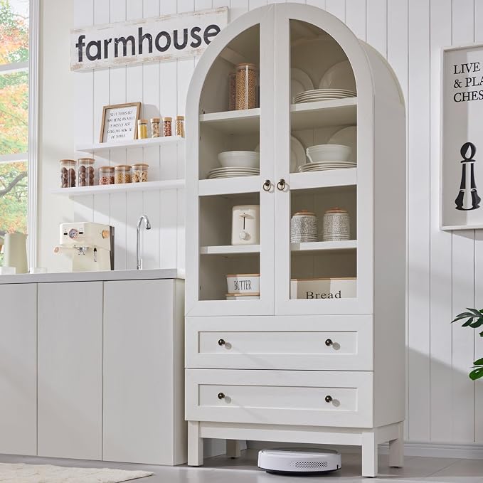 71" Tall Arched Kitchen Pantry Cabinet, Wood Kitchens Storage Cabinets by IFGETEnrichYourLivingSpace