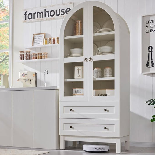 71" Tall Arched Kitchen Pantry Cabinet, Wood Kitchens Storage Cabinets by IFGETEnrichYourLivingSpace