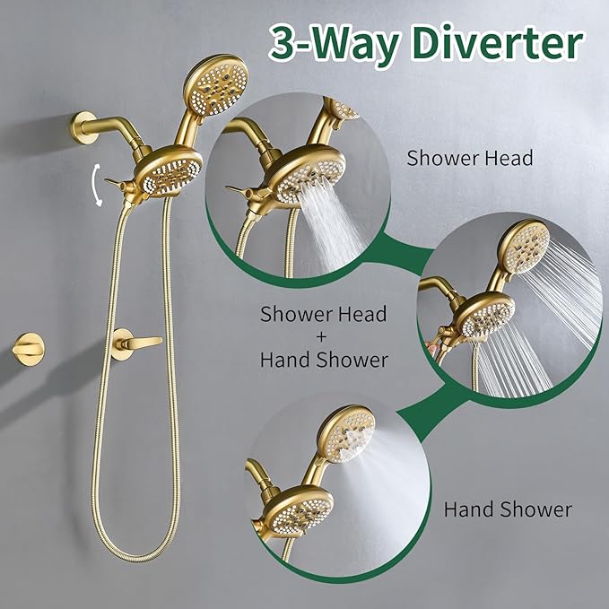 2 Handle Shower Faucet Shower System Complete 2 in 1 Shower Combo Set - Image 2