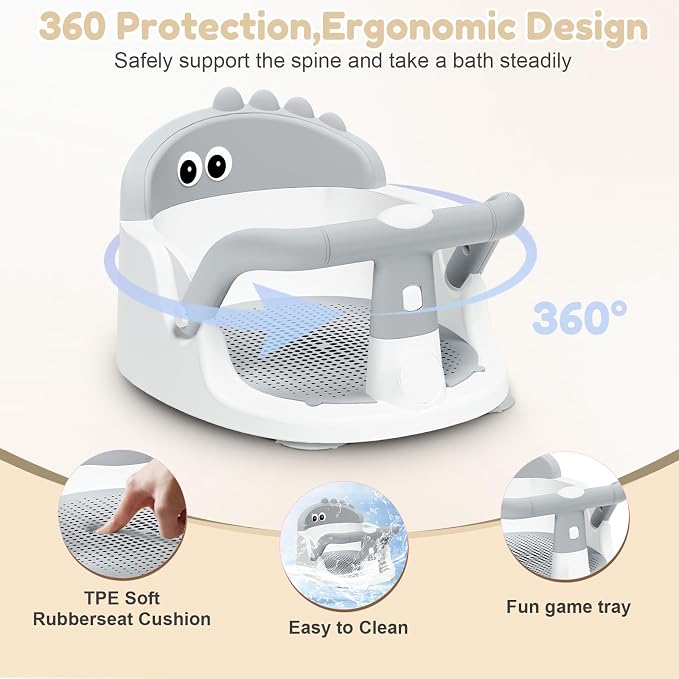 Baby Bath Seat for Babies 6 Months & Up Sitting Up, Non-Slip Baby Bath Chair - Image 4