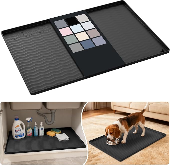 URMONA Waterproof Silicone Under Sink Mat 28'' x 19'' Shelf Liner by URMONA