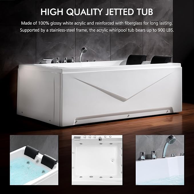 Empava 71" two Person Acrylic Whirlpool Bathtub - Image 3