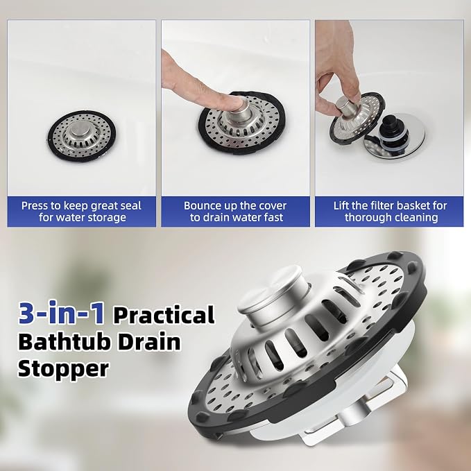 Metal 2 Pack Bathtub Drain Stopper - Image 4