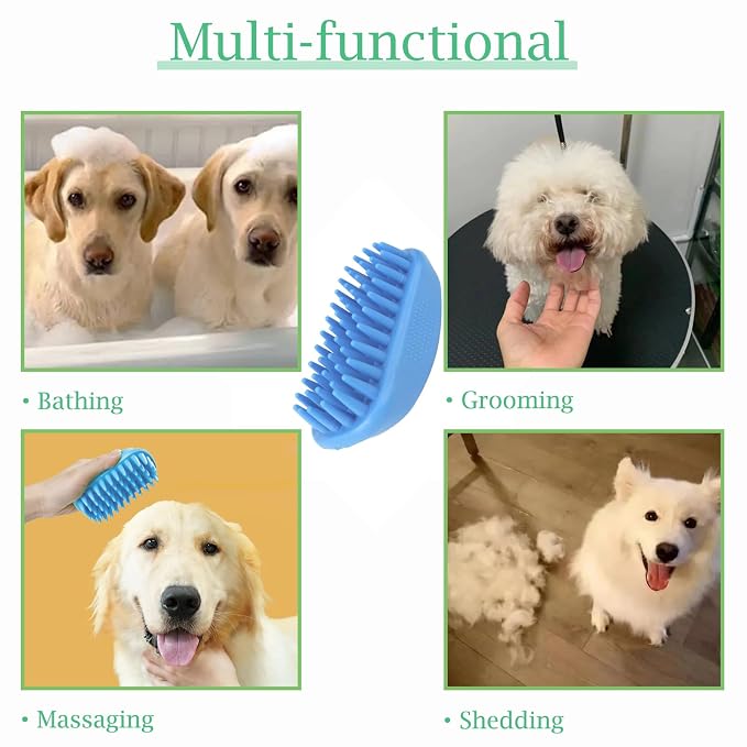 Dog Bath Brush, Pet Silicone Shampoo Brush, Rubber Shower Wash Curry Brush - Image 4