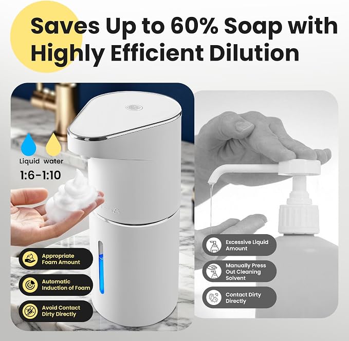 Automatic Foaming Soap Dispenser, 13oz/350ml White Touchless Foam Hand Soap - Image 2