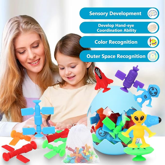 Suction Bath Toys for Kids, Silicone Suction Cup Toys, Sensory Window Building - Image 5