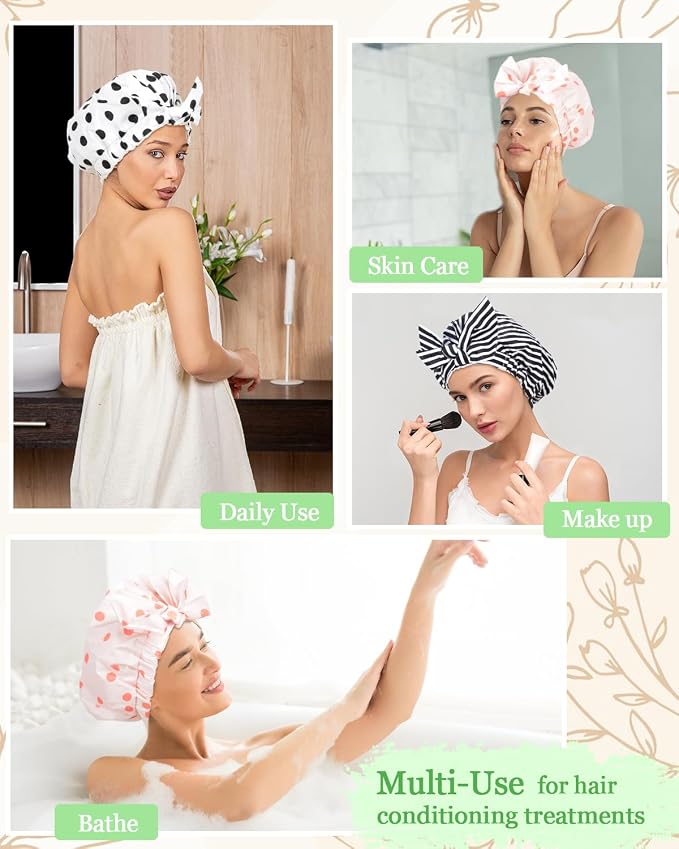 Shower Cap Luxury Shower Caps for Women Reusable Waterproof Large Hair Cap for - Image 4
