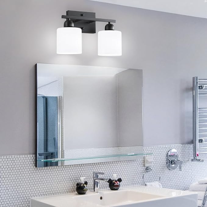 2 Light Black Bathroom Light Fixture, Modern Bathroom Lights - Image 6