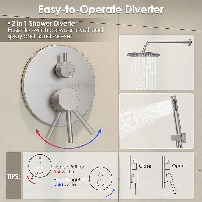 Gabrylly Shower System, Wall Mounted Shower Faucet Set - Image 5