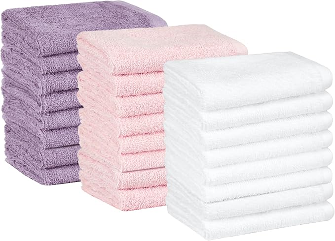 Amazon Basics washcloth for bathroom, 100% Cotton Extra Absorbent, Fast Drying by AmazonBasics