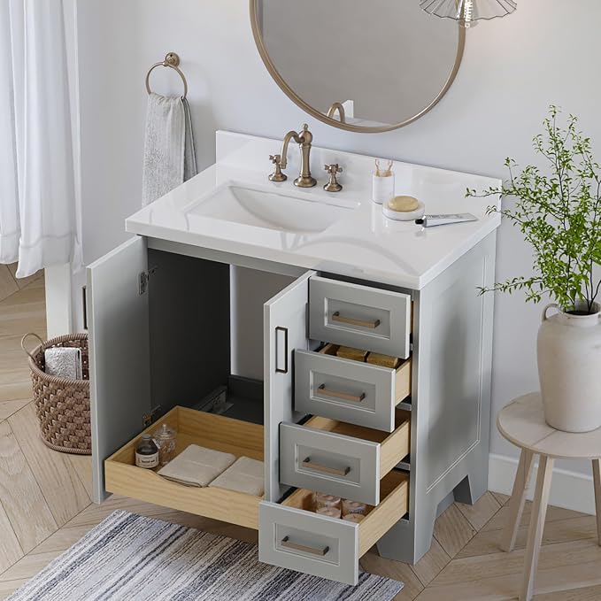 ARIEL 37" Grey Bathroom Vanity - Image 4