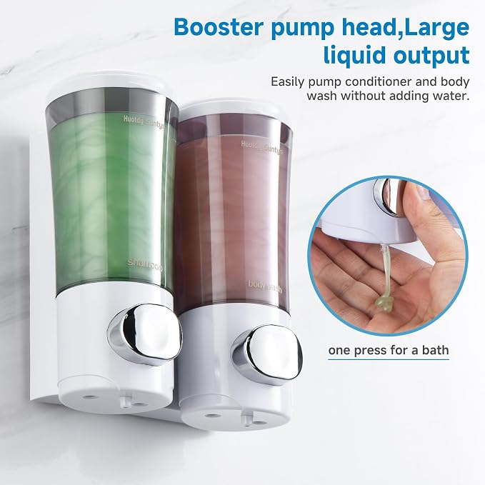 Shampoo and Conditioner Dispenser No Drill Shower Soap Dispenser Wall Mounted - Image 3