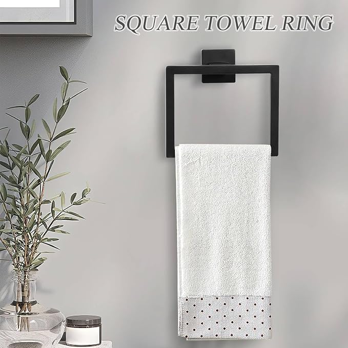 Bathroom Towel Bar Holder Sets Matte Black 5-Piece Bathroom Hardware Set - Image 6