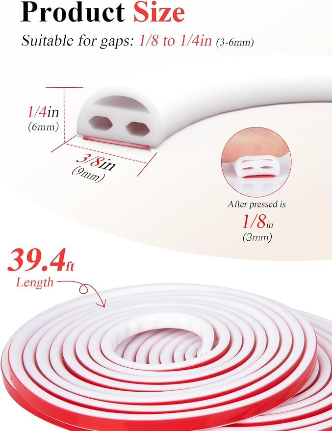Silicone Door Seal - 39ft Weather Stripping - Image 3