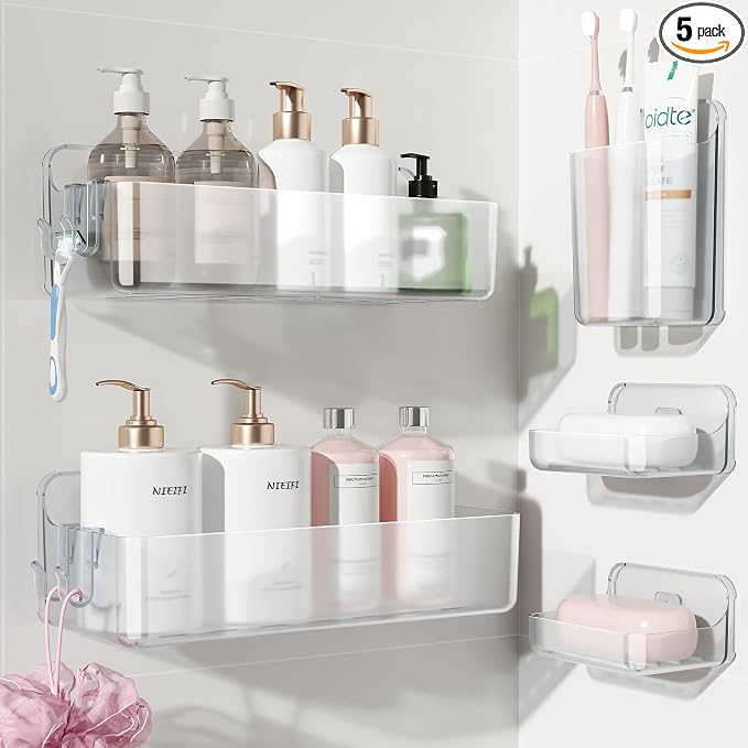 Nieifi Adhesive Wall Shelf, Shower Shelves 5 Pack by Nieifi