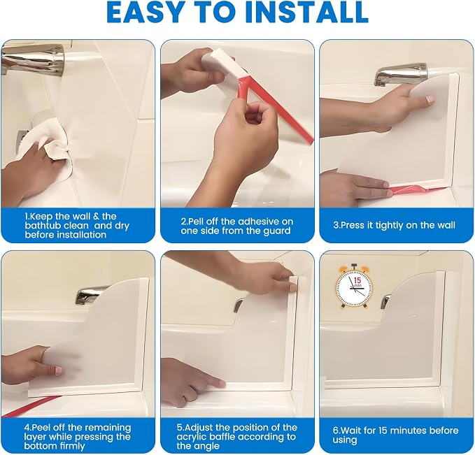 Shower Splash Guard Kit, Large Size Bath tub Corner Splash Guards Keep Water in - Image 7
