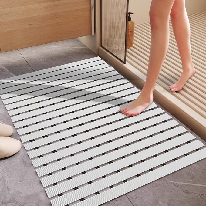 Non Slip Large Shower Mat, Non Suction Cups Shower Mats by Tiamo