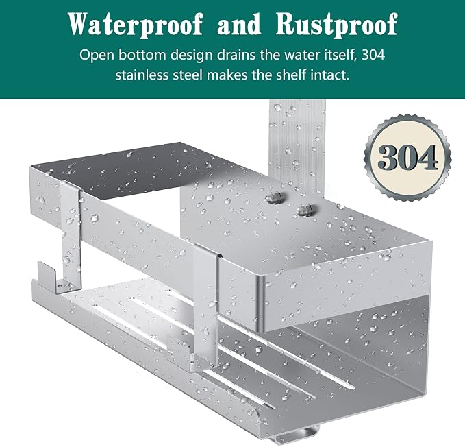 Emibele Over The Door Shower Caddy, 304 Stainless Steel Hanging Shower Caddy - Image 4