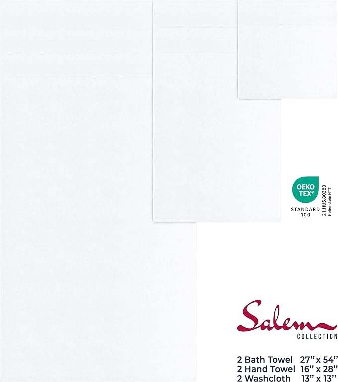 American Soft Linen Salem Turkish Bath Towel Set, 100% Cotton 600 GSM 6 Piece - Image 4