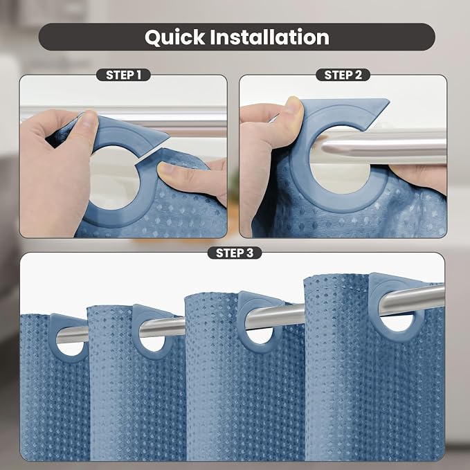 Inhousolu No Hook Waffle Weave Shower Curtain - Image 2