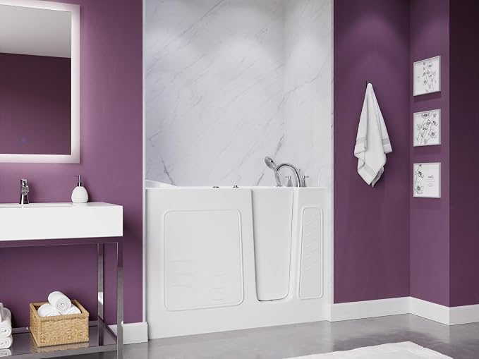 ANZZI Walk-In Bathtub Whirlpool 26" x 53" Acrylic White Right Drain 15 Jets - Image 9