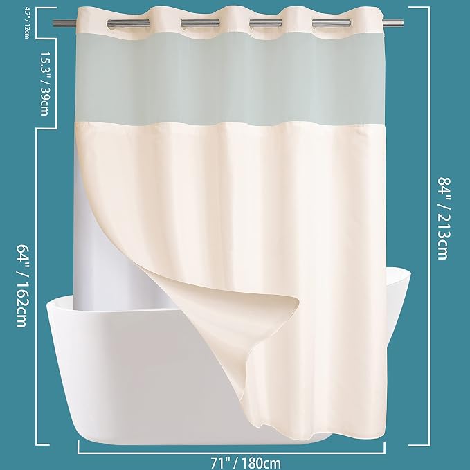 Conbo Mio Extra Long No Hook Shower Curtain - Image 6