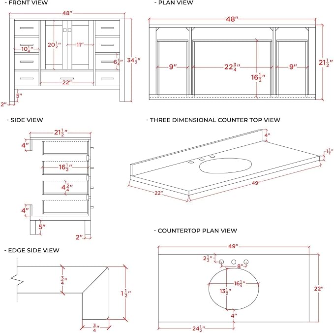 ARIEL 49" Grey Bathroom Vanity - Image 2