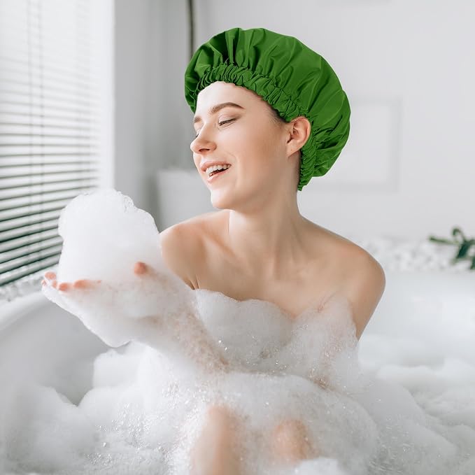 Reusable Shower Cap for Women, Stylish Large Waterproof Shower Bonnet Washable - Image 5