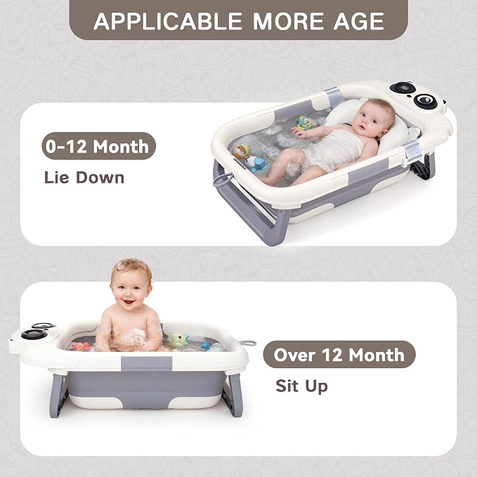 Collapsible Baby Bathtub for Newborn to Toddler, Portable Baby Bath Tub for - Image 3