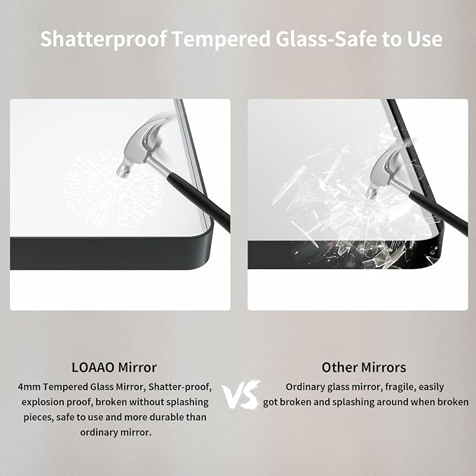 LOAAO 32x36 Inch Black Metal Framed Bathroom Mirror - Image 7