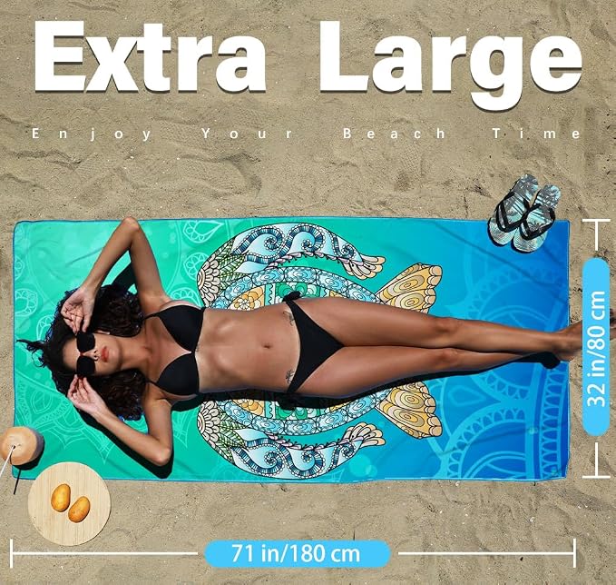 6 Pack Microfiber Lightweight Beach Towel Sand Free Quick Dry Absorbent Thin - Image 2