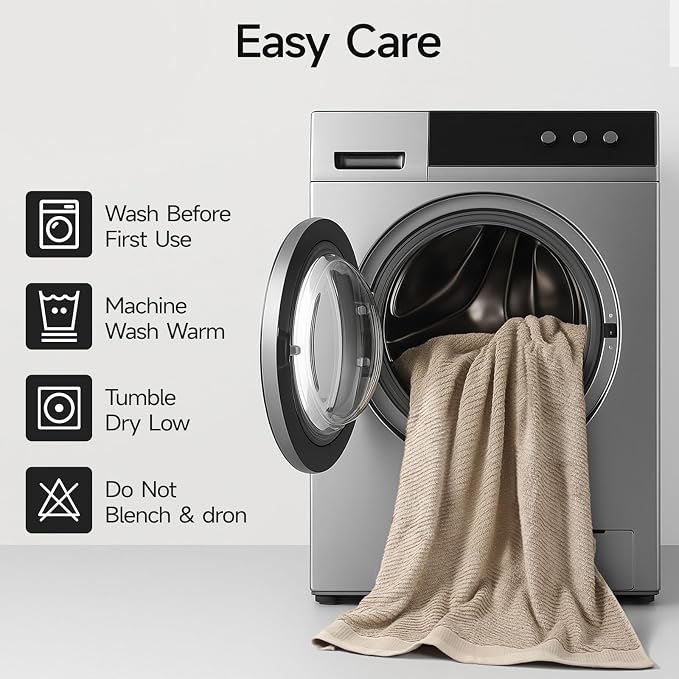 REDKISS 8-Piece Premium Towel Set, 2 Bath Towels, 2 Hand Towels, 4 Washcloths - Image 6