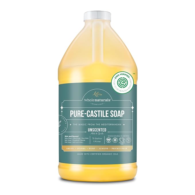 WHOLENATURALS Pure Castile Soap Liquid, EWG Verified & Certified Palm Oil Free by WholeNaturals