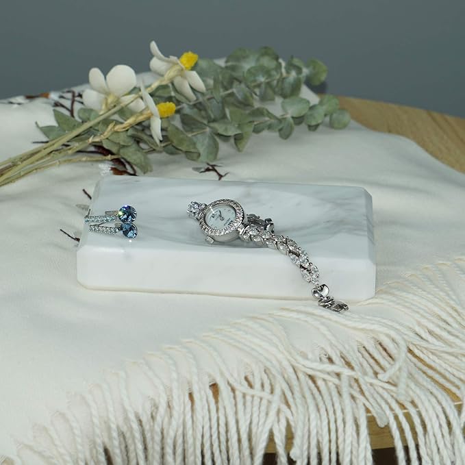 White Soap Dish Tray Marble Soap Holder Trinket Plate - Image 3