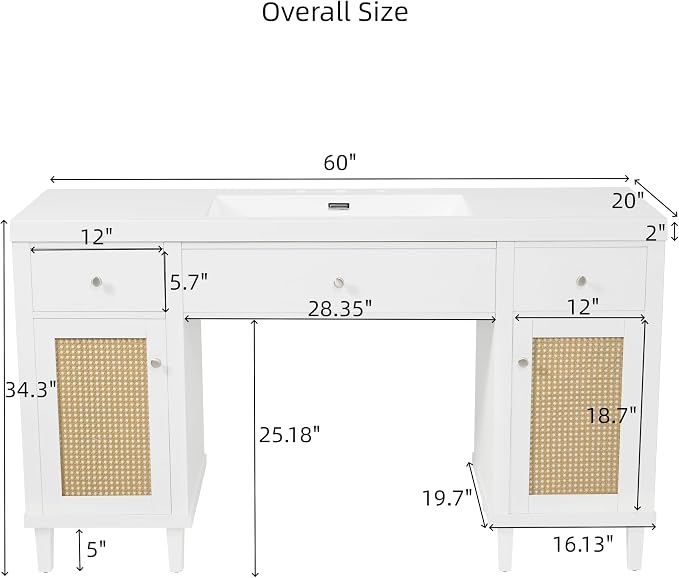 60 Inch Single Bathroom Vanity - Image 2