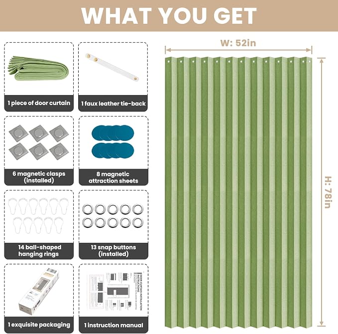 Accordian Door Curtain, 100% Blackout Folding Magnetic Doorway Curtains - Image 3