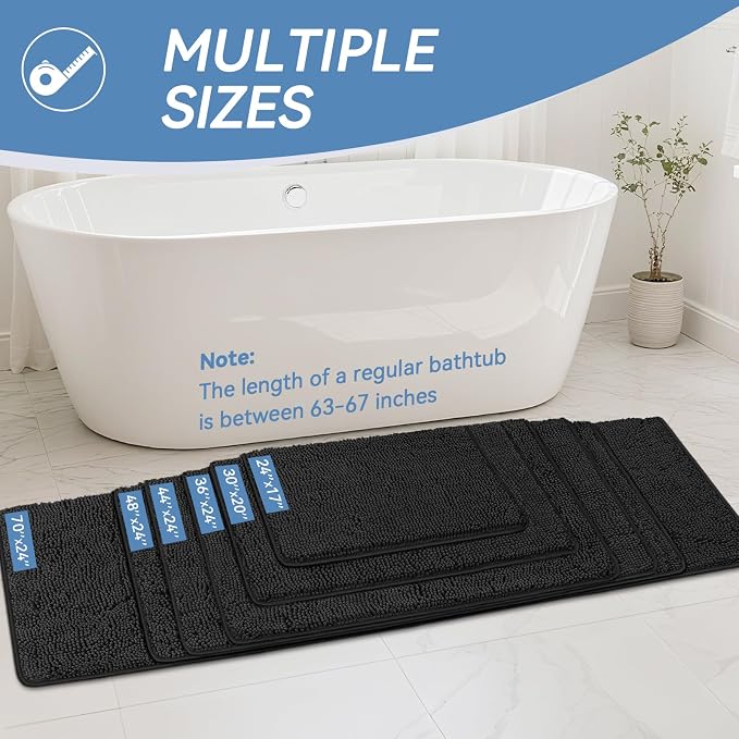 Bcoimo 70"×24" Absorbent Bath Mat, Non-Slip - Image 2