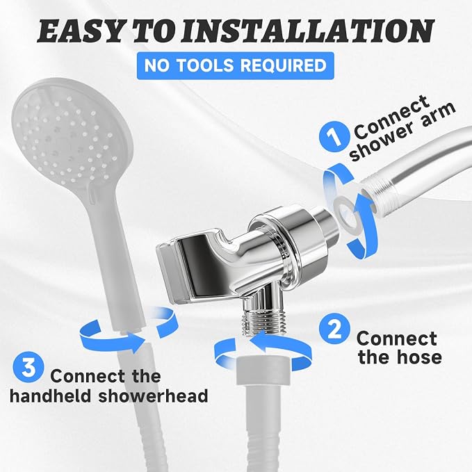 Plastic Shower Head Holder for Hand Held Showerhead Adjustable Shower Arm Mount - Image 3